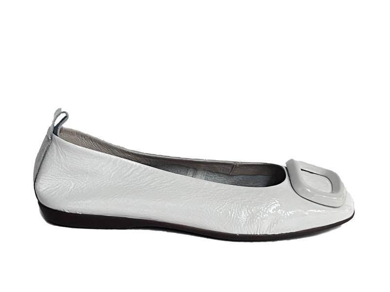 A86100 OFF Scarpa donna Wonders ballerina pelle lucida bianco plantare gel