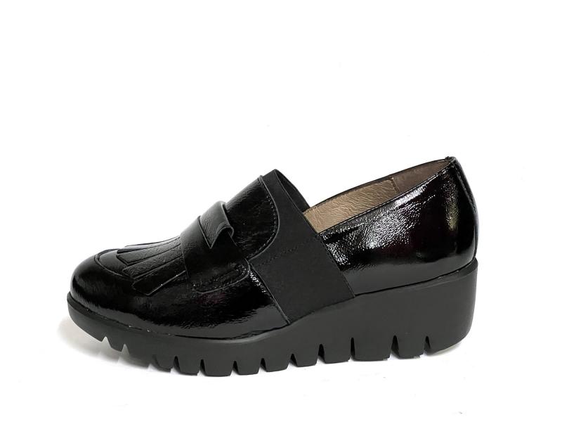 C33301 NEGRO Scarpa donna Wonders mocassino zeppa extralight pelle nero plantare gel