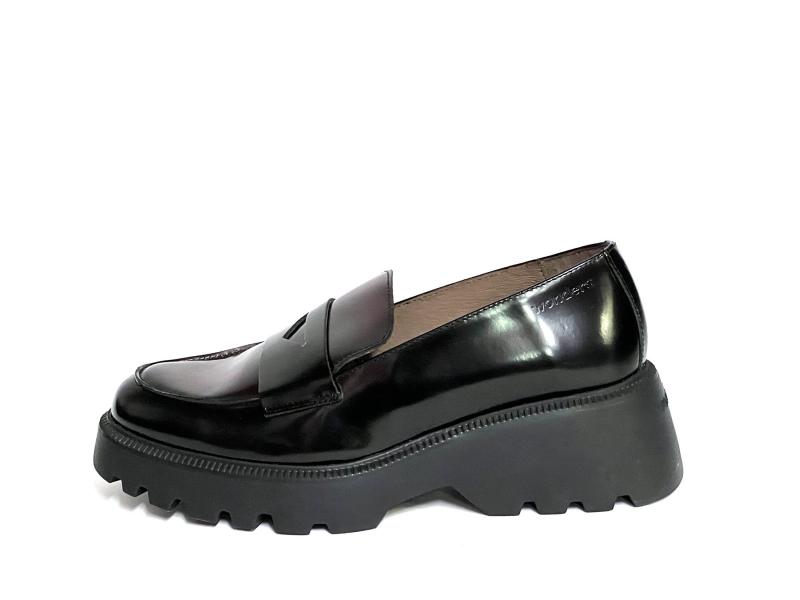 C7202 NEGRO/VINO Scarpa donna Wonders mocassino pelle nero bordeaux plantare gel