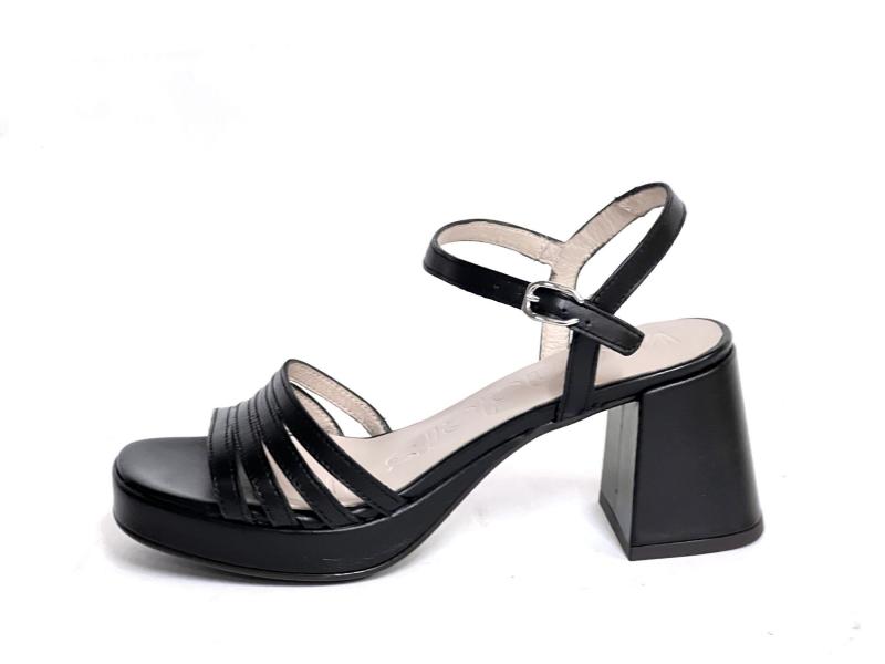 G6801 NEGRO Scarpa donna Wonders sandalo pelle tacco plateau nero plantare gel