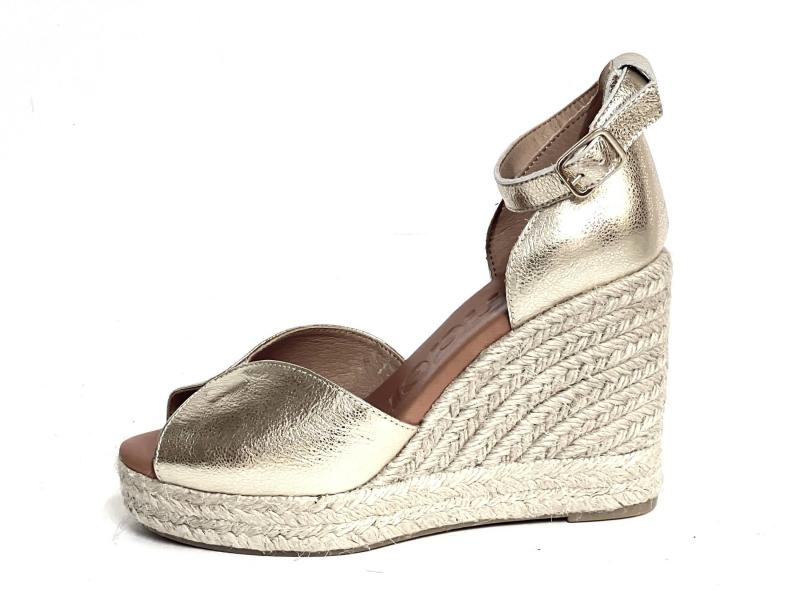 YHPI609 PLATINO Scarpa donna Wonders sandalo pelle zeppa corda