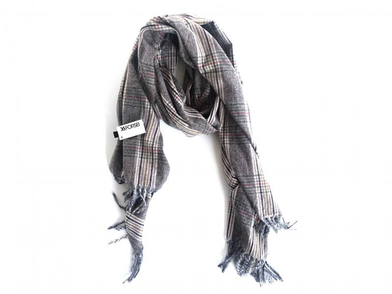 SCI015QUADRI TORTORA Sciarpa stola unisex quadri viscosa