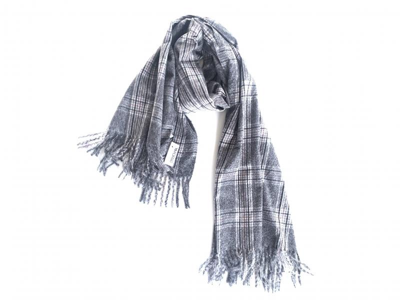 SCI015QUADRI GRIGIO Sciarpa stola unisex quadri 100% viscosa