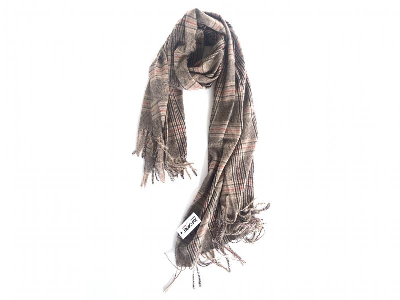SCI015QUADRI MARRONE Sciarpa stola unisex quadri viscosa