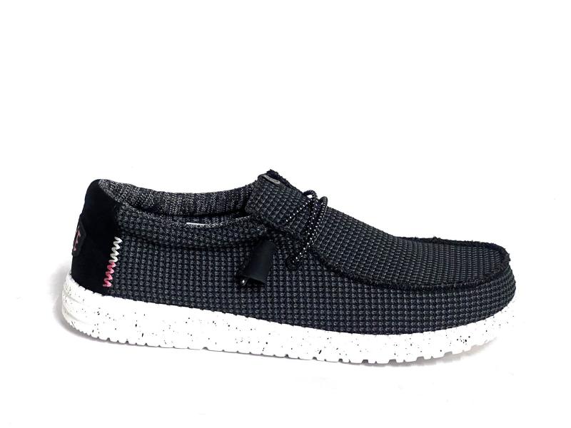 WALLYSPORTMESH 066 Scarpa uomo Hey Dude mocassino slip-ov tessuto nero
