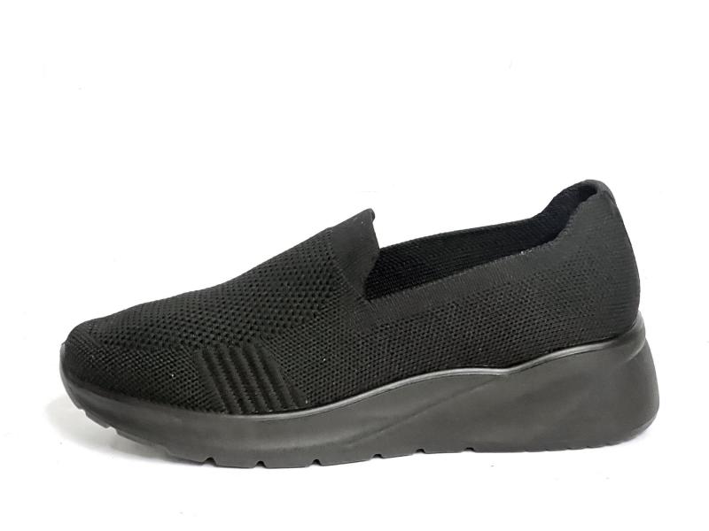 2783 BLACK Scarpa donna moda Comfort sneaker slip-on tessuto elastico nero plantare memory