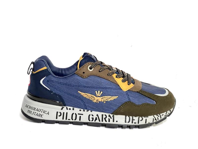 232SC214CT3228 BLU/DARKGREY Scarpa uomo Aeronautica Militare sneaker running plantare estraibile