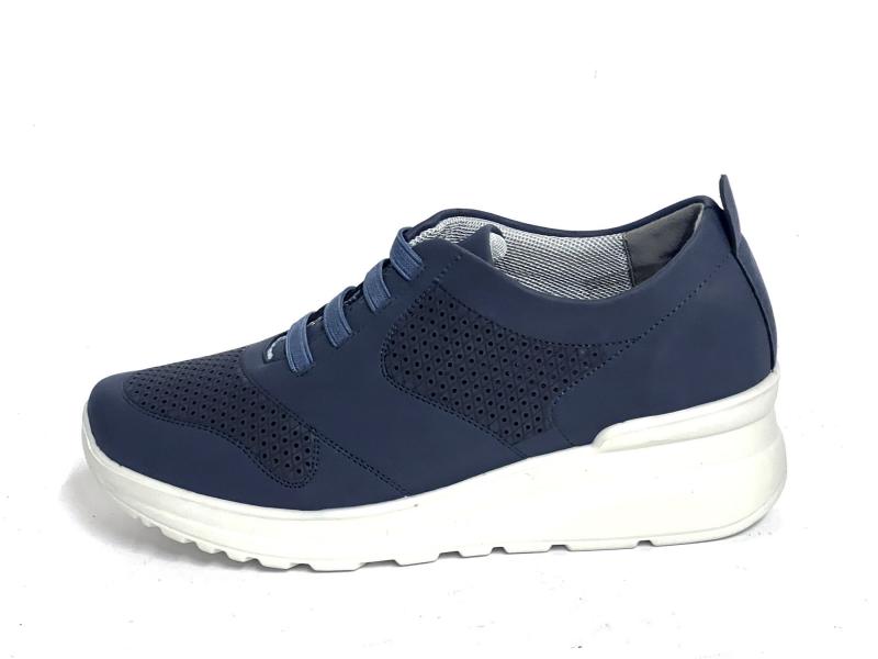 2710 NAVY Scarpa donna Moda Comfort  sneaker slip-on lacci elastici blu