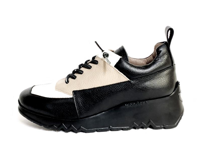 E6711 NEGRO Scarpa donna Wonders sneaker slip-on pelle fondo extralight plantare memory