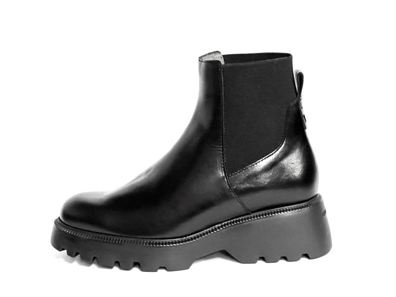 C7203 NEGRO Scarpa donna Wonders tronchetto beatles pelle nero plantare gel