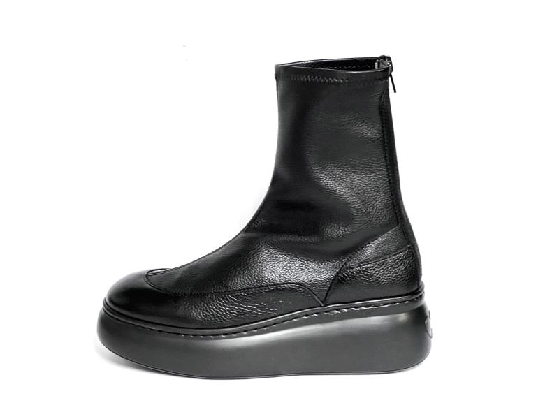 A2642 NEGRO Scarpa donna Wonders tronchetto platform extralight pelle nero plantare gel